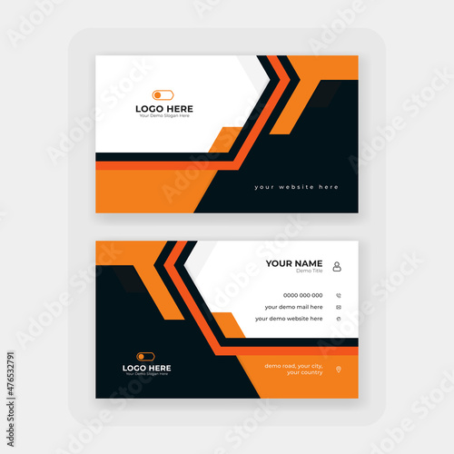modern orange abstract business card design, stylish orange professional business card design template