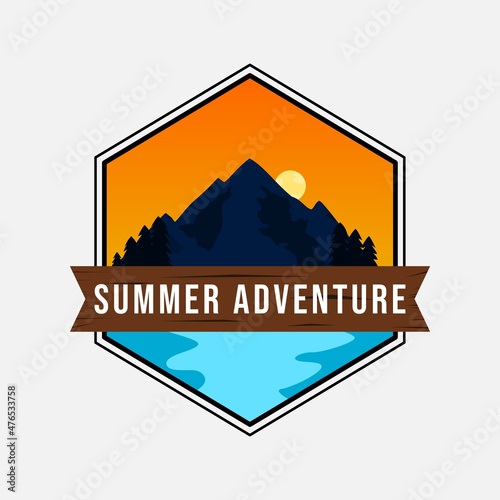 Mountain adventure logo vintage style template. Outdoor adventure logo