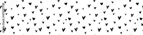 Vector Seamless abstract pattern of small hearts. Hand drawn doodle background, texture for textile, wrapping paper, Valentines day.
