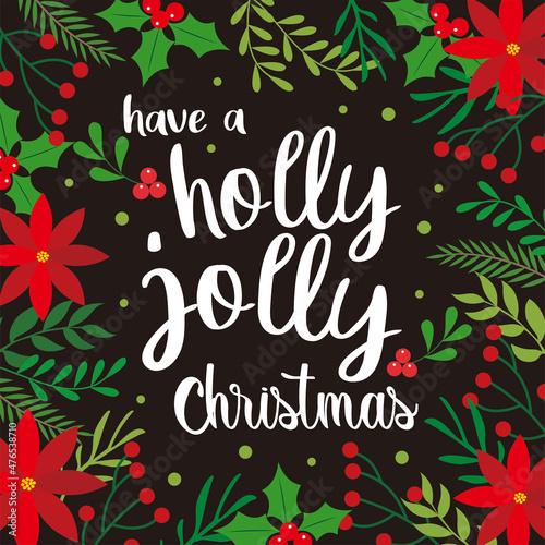 christmas lettering and wreath background for christmas card