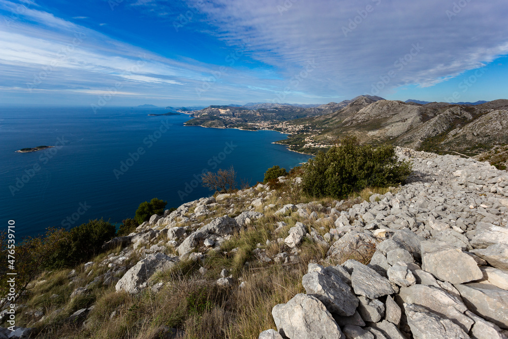View of Adriatic coast in Croatia from a mountains.