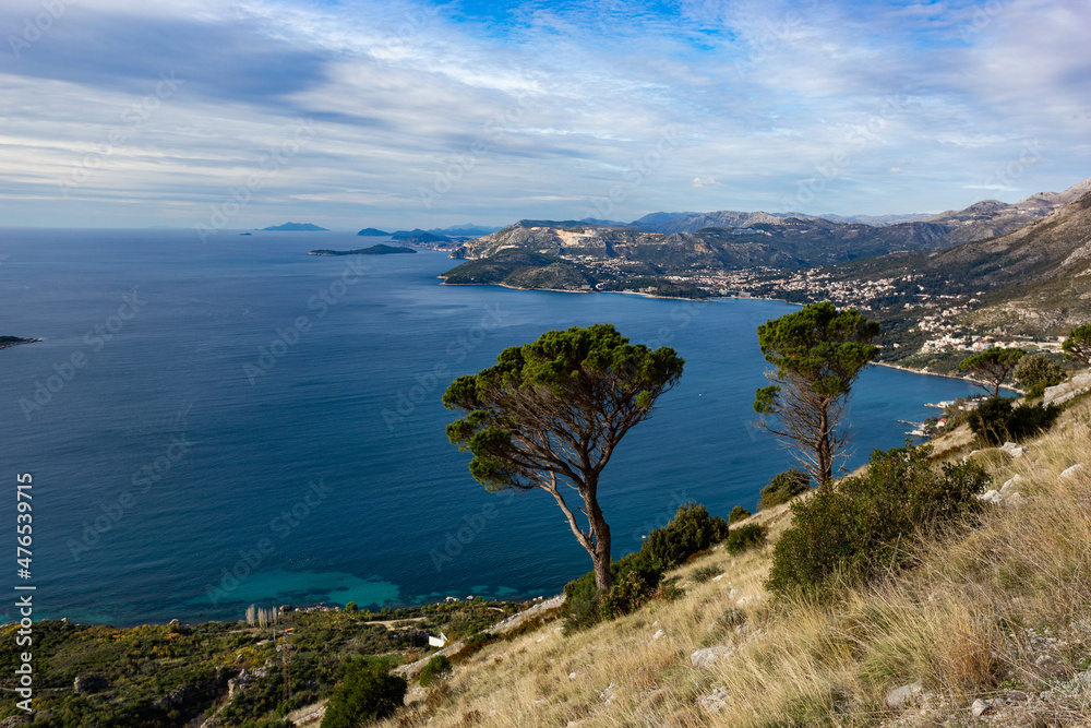 View of Adriatic coast in Croatia from a mountains.