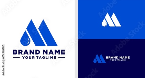 LETTER M LOGO DROP WATER MONOGRAM EDITABLE