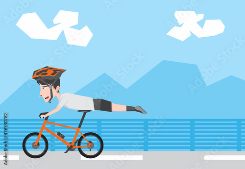An illustration of a boy riding bike and doing freestyle