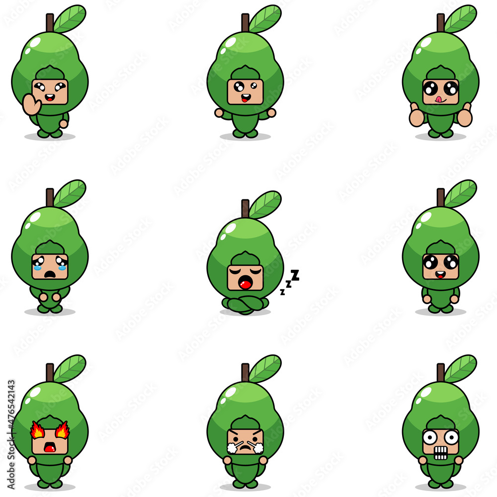 vector illustration of cartoon character mascot costume set of avocado fruit expression bundle vector illustration of cartoon character mascot costume set of avocado fruit expression bundle