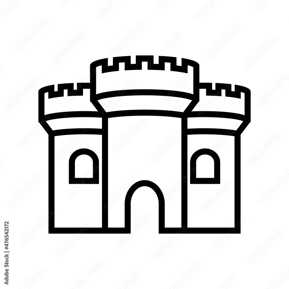Castle tower line icon, vector logo isolated on white background Castle tower line icon, vector logo isolated on white background