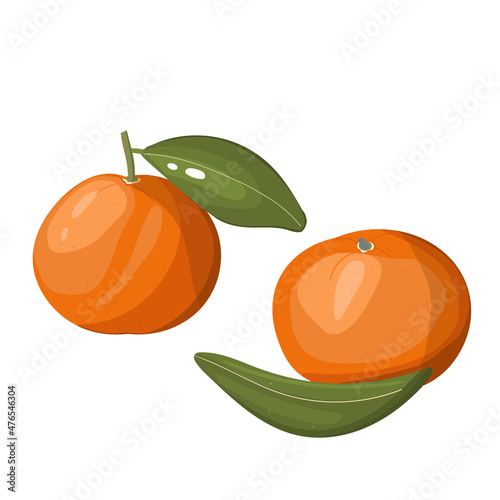 Group of fresh mandarin with leaves