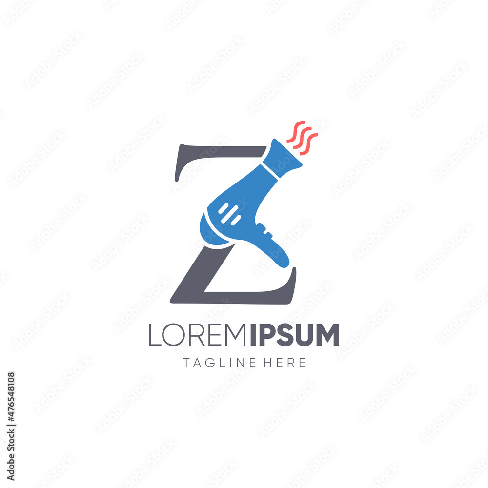 Letter Z Hair Dryer or Blower Logo Design Vector Icon Graphic Emblem Illustration Letter Z Hair Dryer or Blower Logo Design Vector Icon Graphic Emblem Illustration