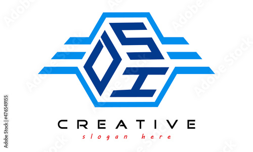 emblem badge with wings DSH letter logo design vector, business logo, icon shape logo, stylish logo template
 photo