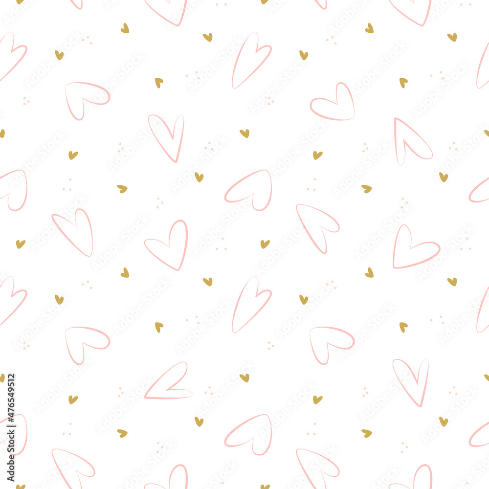 Cute Seamless Pattern with Hearts. Sweet Repeating texture for little girl textile and wallpaper design, wrapping paper, background, Wedding and Valentine day greeting and invitation cards decoration Cute Seamless Pattern with Hearts. Sweet Repeating texture for little girl textile and wallpaper design, wrapping paper, background, Wedding and Valentine day greeting and invitation cards decoration