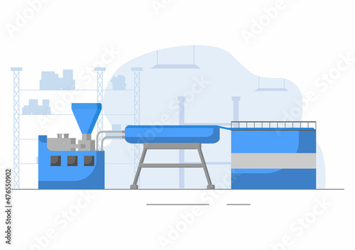 Machine Recycle Process with Trash Organic, Paper or Plastic to Protect the Ecology Environment Suitable For Background, And Web in Flat Illustration