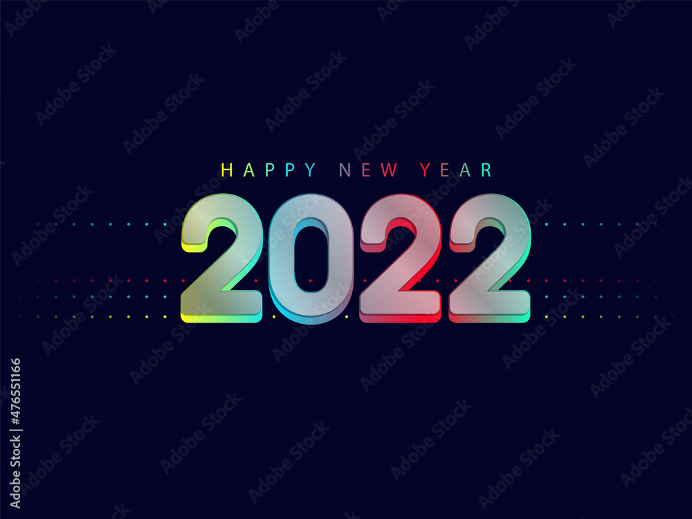3D Gradient Light 2022 Number With Dots On Blue Background For Happy New Year Concept. 3D Gradient Light 2022 Number With Dots On Blue Background For Happy New Year Concept.
