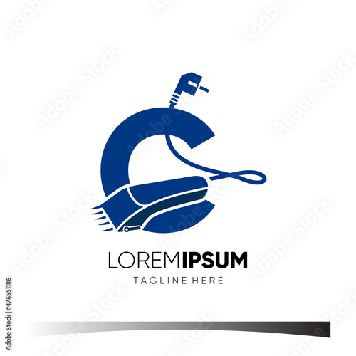Letter C Hair Clipper Logo Design Vector Icon Graphic Emblem Illustration