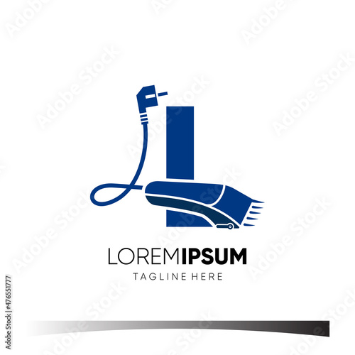 Letter L Hair Clipper Logo Design Vector Icon Graphic Emblem Illustration