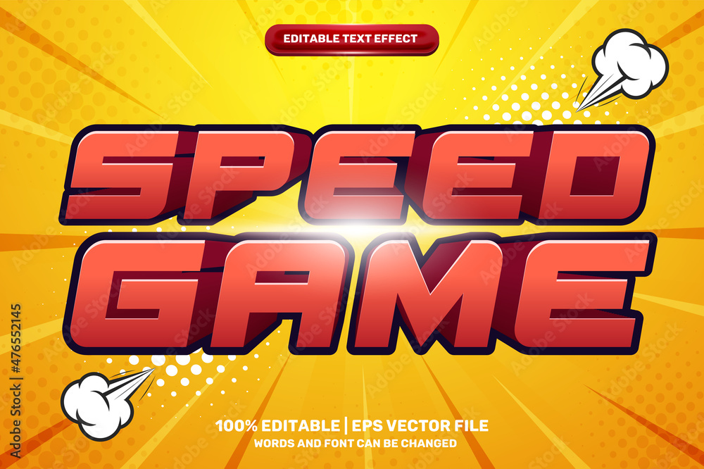 Fototapeta premium speed game cartoon Comic Style Bold 3D Editable text Effect Style
