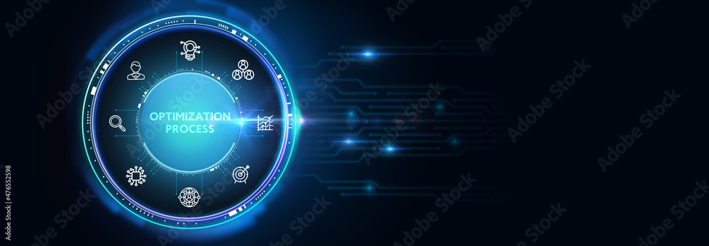 Optimization Software Technology Process System Business concept. Business, Technology, Internet and network concept.3d illustration Optimization Software Technology Process System Business concept. Business, Technology, Internet and network concept.3d illustration