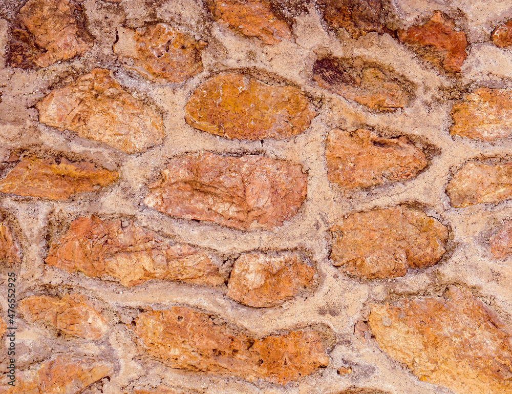 rough natural brown stone wall closeup, space for your text