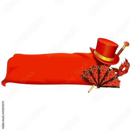 Vector Red Banner with Theater Accessories