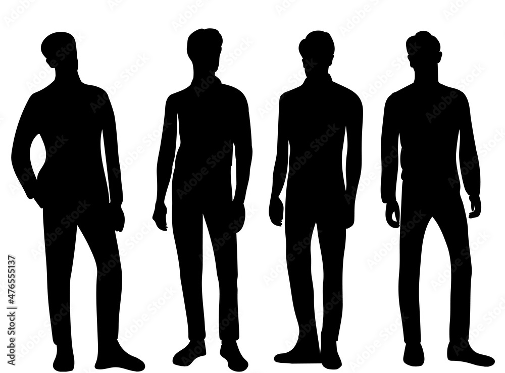 black silhouette group of men, guys Stock Vector Adobe Stock