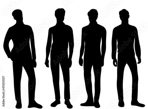 black silhouette group of men, guys