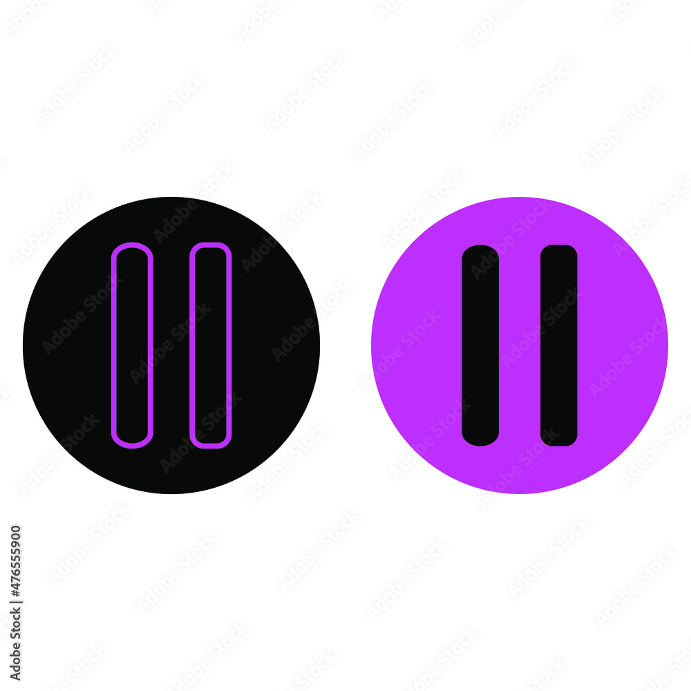 Pause icon set. Black and pink symbols. Audio record element. Multimedia concept. Vector illustration. Stock image. EPS 10. Pause icon set. Black and pink symbols. Audio record element. Multimedia concept. Vector illustration. Stock image. EPS 10.