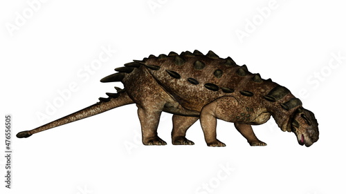 Fototapeta Naklejka Na Ścianę i Meble -  Pinacosaurus dinosaur eating or drinking - 3D render