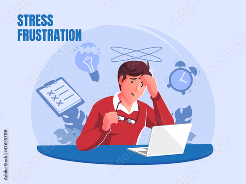 Busy man under stress frustrated