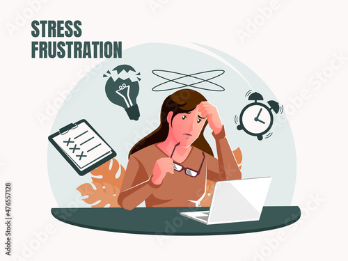 Busy woman under stress frustrated