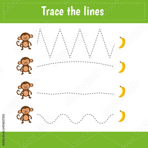 Handwriting practice sheet. Educational children game, printable worksheet for kids