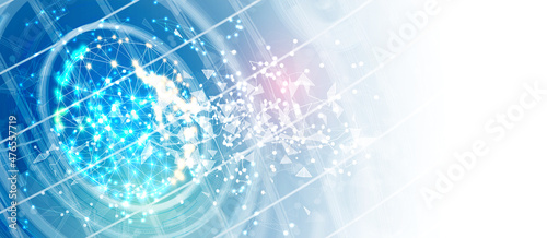 Quantum processing. Deep learning artificial intelligence. Future new technology  for business or science presentation