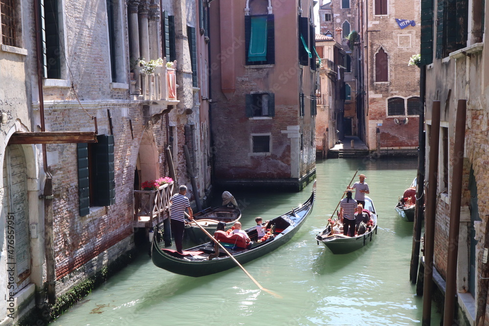 Venetian gondolas in Venice, Italy.