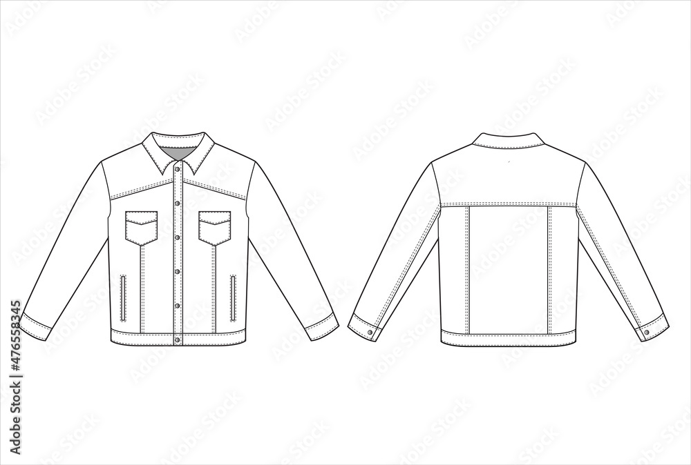 Jeans jacket outline sketch vector Jeans jacket outline sketch vector