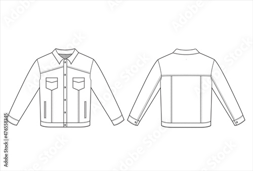 Jeans jacket outline sketch vector
