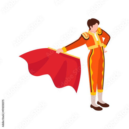 Classic Bullfighter Isometric Composition