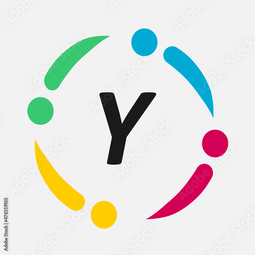 People sign symbol geometric abstract with letter y vector design template.