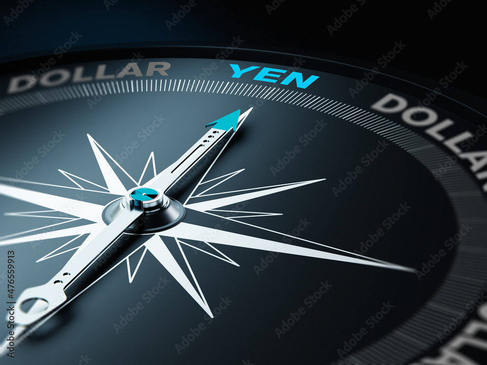 Compass Needle Points Yen and Others Written with Dollar Compass Needle Points Yen and Others Written with Dollar