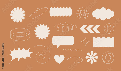 Vector set of design elements, patches and stickers with copy space for text - abstract background elements for branding, packaging, prints and social media posts