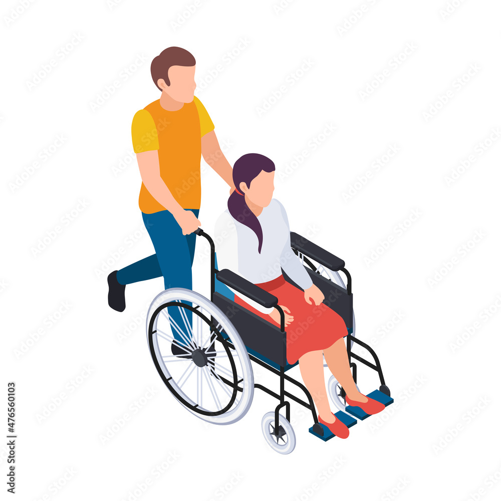 Fototapeta premium Carrying Disabled Person Composition