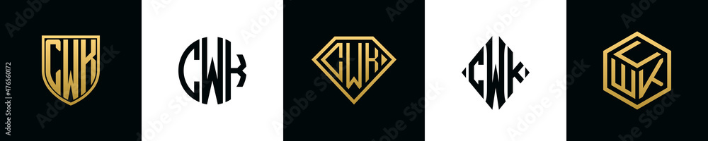 Initial letters CWK logo designs Bundle - obrazy, fototapety, plakaty 