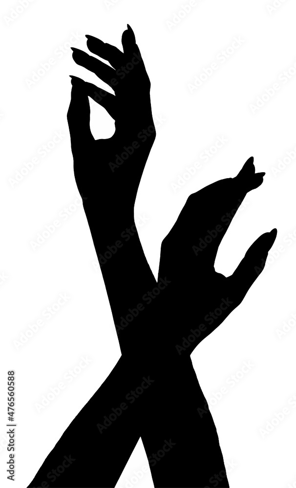 silhouette of a hand isolated white background showing gesture holds something or takes, gives. hands showing different gestures silhouette of a hand isolated white background showing gesture holds something or takes, gives. hands showing different gestures