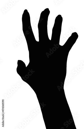 silhouette of a hand  isolated white background showing  gesture holds something or takes  gives.  hands showing different gestures