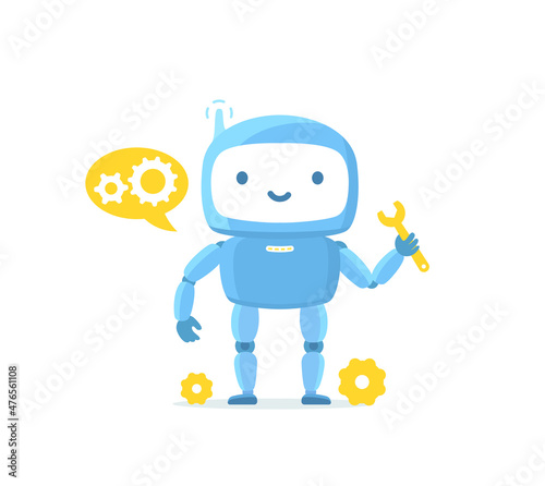 Robot character. Repair service support. Vector illustration.