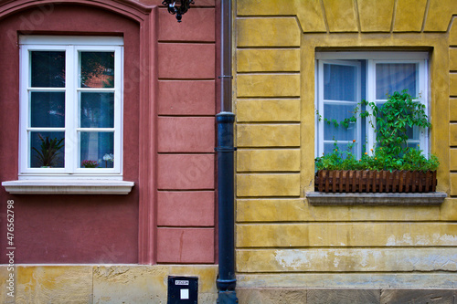Windows in Warsaw Old Town, Poland