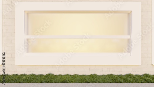 Architectural background window on building facade 3d rendering