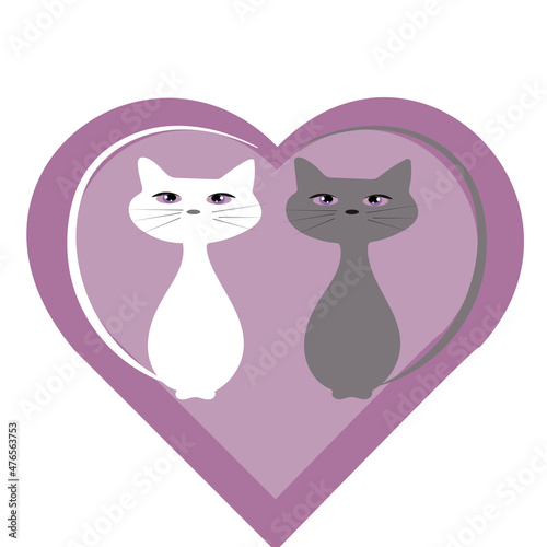 Two cats in a pink heart