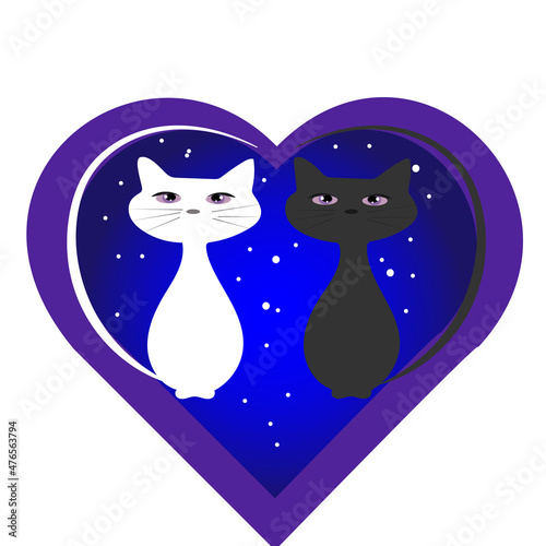 Two cats in a starry heart