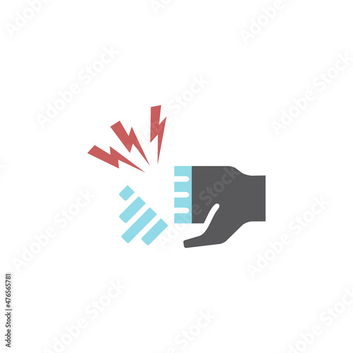Frostbite of the hand. Symptoms, icons set. Vector signs for web graphics.