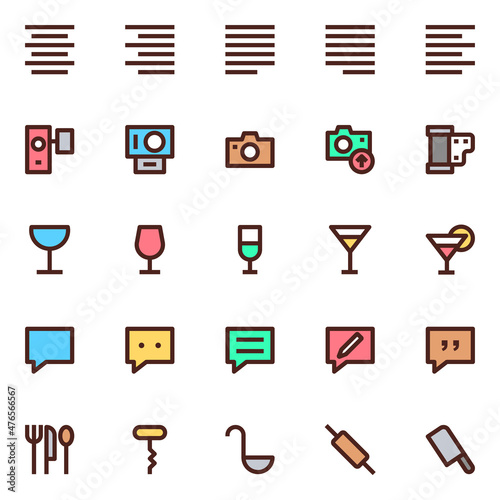 Filled outline icons for user interface.
