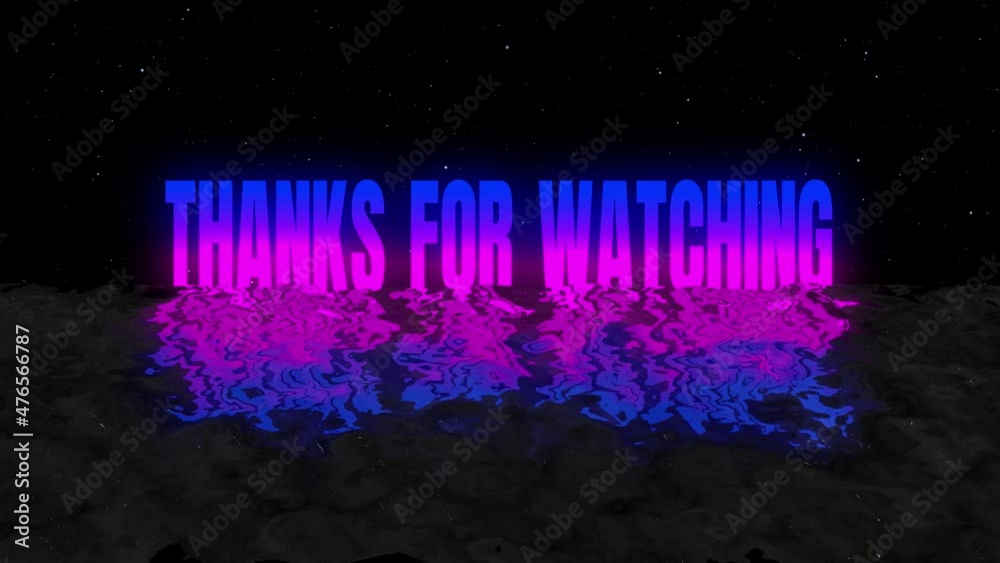 Thanks For Watching 80s retro text Intro and Outro motion graphic template with ocean wave and stars burst particle background.
4k Thank You For Watching end screen 2d animation.