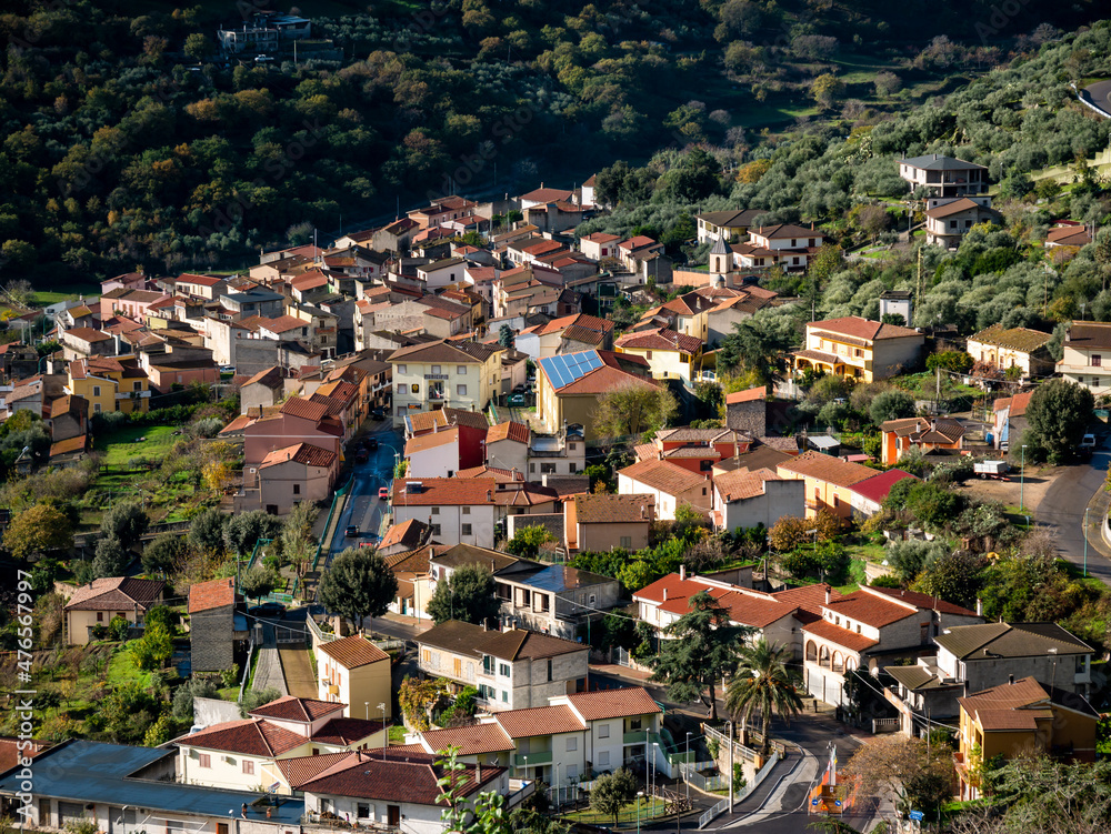 Fototapeta premium small Italian town in the green mountains
